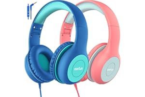 EarFun K1 Kinder Kopfhörer Over Ear, CPC-Zertifizierung Kopfhörer Kinder mit Kabel, HD Sound, 85/94dB Lautstärkegrenze, Einstellbar Ohrpolster, 6 Ebenen Verstellbares Stirnband, 3.5 mm Aux Jack