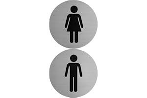 WC Ladies Gents skylt, 2 st, Ø 100 mm, design 3, 0,8 mm tjock Aluminiumskylt, självhäftande skylt, toalettdörrskylt för inom