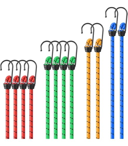 10 Cinghie Elastiche Con Ganci - Tendibagagli Per Auto, Moto, Bici, Campeggio, 26.5cm Cadauna - Foto 4