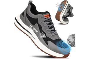 LAoutun Safety Trainers Men Steel Toe Cap Trainers CE Certified Protective Shoes Breathable Work Trainer Lightweight Work Shoes for Men Comfy Work Industrial Puncture Proof Construction Work Boots
