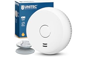 UNITEC Rauchwarnmelder mit Magnethalterung, Montage ohne Werkzeug und Bohren, mit starken 3M Klebepads für sicheren Halt, mit LED-Funktionsanzeige, Alarm bei Rauchentwicklung mit 85 dB