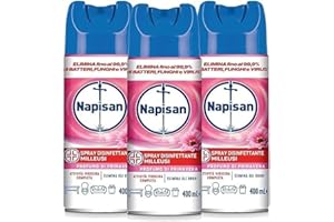 Napisan Spray Disinfettante Milleusi, Disinfettante Spray per Tessuti e Superfici, Fragranza Profumo di Primavera, Confezione da 3 Spray da 400ml
