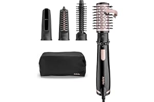 BaByliss Dry, Straighten and Style - Roterande Varmluftsborste, Stylingverktyg med Jonfunktion & 4 Tillbehör, Svart, AS200E