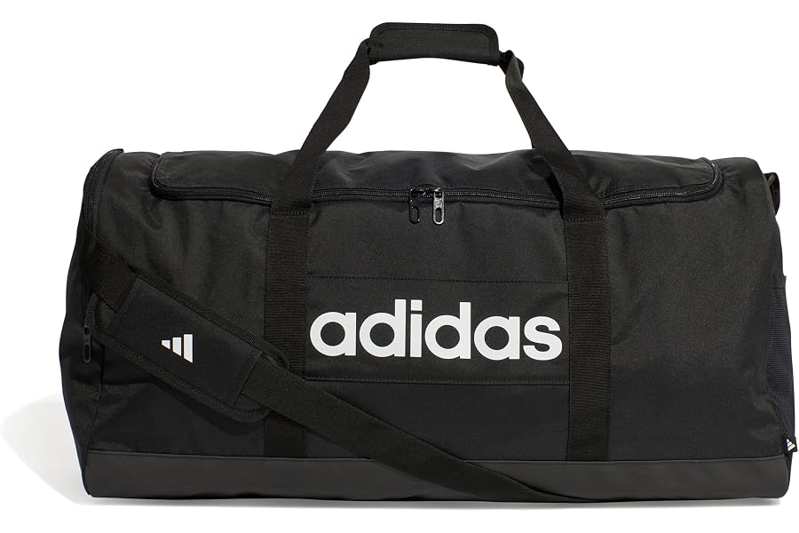 adidas Unisex Essentials Linear Duffel Bag Duffel Bag, Black/Black/White, L