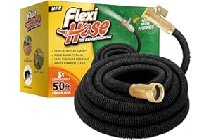 Flexi Hose Lightweight Expandable Garden Hose - Ultimate No-Kink Flexibility - Extra Strength with 2 cm Solid Brass Fittings & Double Latex Core - Rot, Crack, Leak Resistant - 15 Metres