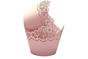KOSTOO Lot de 50 caissettes à cupcakes en papier découpé au laser pour décoration de fête de mariage, d'anniversaire (rose clair)