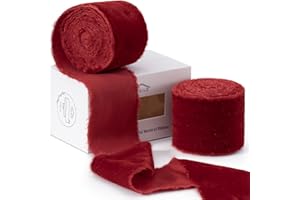 FAKILO Cinta de terciopelo rojo de 4 yardas para envolver regalos, cinta de terciopelo de seda deshilachada de 2 pulgadas para ramo de flores, decoración de boda, tarjetas de invitación, manualidades