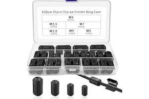 GZjiyu 30 Stk Ferrit, Entstörfilter Klappferrit für Kabel RFI EMI Rauschunterdrückung Verbessert Signal Integrität (Innendurchmesser 3.5mm 5mm 7mm 9mm)