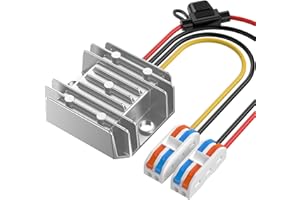 BGOODVISION Spannungswandler 24V auf 5V, 12V auf 5V 10A 50W mit Sicherung Wasserdichter und Schnellverbinder Kabelverbinder, 12V to 5V Converter für Autoelektronik Golfwagen Licht (DC 8-40V Eingänge)
