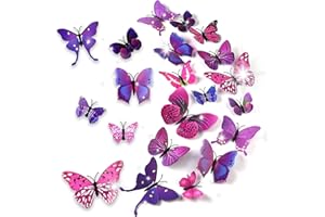 FAVSON 24 Pieces 3D Butterfly Wall Stickers, Magnetic Butterflies Crafts, Wall Decors Removable Butterfly Stickers for DIY Art Crafts Bedroom Living Room Home Decos