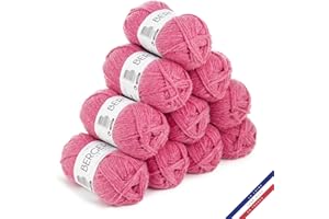 BERGERE DE FRANCE Bergère de France - BARISIENNE 7, Confezione da 10 gomitoli di lana per lavoro a maglia e all'uncinetto (10 x 50g) - 100% Acrilico - 6,5 mm - Filato grosso, rotondo e molto morbido - Rosa (AZALÉE)