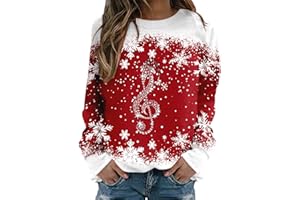 GENERIC Christmas Jumpers for Women Ladies Long Sleeve Christmas Tops Funny Graphic Xmas Jumpers Crewneck Sweatshirt Autumn Pullover Lightweight Sweaters Warm Winter Clothes Womens Outfits