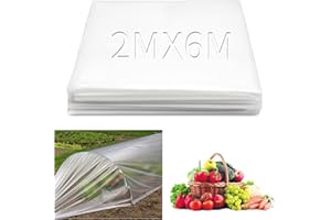 SWTYExt Lámina de polietileno para invernadero, 2 x 6 m, transparente, extragruesa, para invernadero, resistente a desgarros, para túnel, para tomates, verduras, plantas