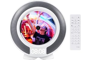 Fsjun CD Player Stand & Wall Mounted Portable CD Player with CD/Bluetooth/Radio/U Disk/AUX Functions, Remote Control, Digital Display, High Power Dual Speakers - Best Gift for Home Audio