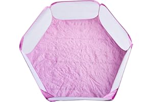 HEPPURG Portable Small Animal Playpen Breathable Pet Cage Tent Pop-Up Exercise Fence Transparent Yard Fences Folding Play Pen for Guinea Pig, Rabbits, Hamster, Chinchillas and Hedgehogs (Pinkwhite)