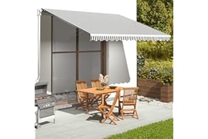 FIRBNUS Tela de Repuesto para Toldo Toldo de Repuesto de Jardín Tela Toldo Repuesto Tela Toldo Exterior Recambio Tela de Toldo Lona Toldo Exterior (Sin Estructura) 380x295cm Gris Antracita y Blanco