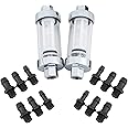 CarBole 2PCS Motorcycle Inline Fuel Filters,Inlet/Outlet Size: 3/8" 1/4" 5/16",Universal Metal Glass Oil Fuel Filter,Inline Mount, Chrome,Hose Barb Inlet (OE Number: FFC1000)