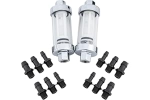 CarBole Clear View Filtri per Pompa Carburante,Filtro Olio Carburante, Montaggio in Linea,Cromo, Ingresso Tubo Flessibile (Numero OE: FFC1000 Entrata/Uscita Dimensioni: 3/8" 1/4" 5/16") (2 Pezzi)