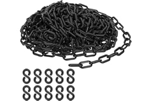PATIKIL Black Plastic Chain, 39 ft 6mm Safety Barrier Chain for Crowd Control, Queue Line, Parking, Fence, Gate, Concert, Construction Site and Decoration