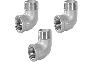 JESUSTREE Stainless Steel 90 Degree Angle Connector, 3 Pieces 3/4 Inch Male x 3/4 Inch Female Stainless Steel 304 Elbow Connector Pipe Fitting for Water, Air, Sanitary