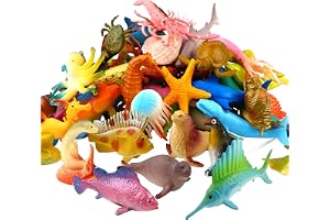 52 stycken utvalda mini vinyl plastdjur som leksaksset, havsdjur leksaker, leksaker realistiska undervattensdjur badleksaker