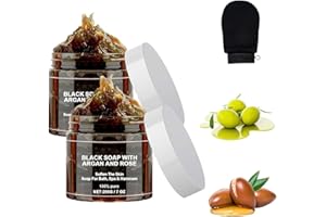 WIWIDANG Zawina Morocco Black Beldi Soap, czarne mydło z arganem i różą, Zawina Morocco Body Scrub, Zawina Moroccan Black Soap z rękawicą (2 kartony)