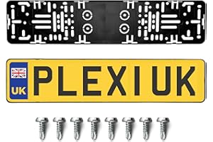 PLEXICLICK®PRO Number Plate Holder 2x - Black - Frameless Number Plate Surround For Acrylic UK Number Plates - Universal Reg Plate Holder - Strong & Secure License Plate Holder - 100% Made In Germany