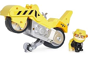 Paw Patrol, Veicolo Moto Pups di Rubble, Motocicletta con Motore a retrocarica e Personaggio, per Bambini dai 3 Anni in su