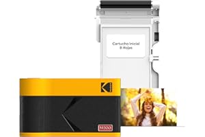 KODAK Mini 2 ERA 4PASS Impresora de Fotos Portátil (5,3x8,6cm) (Impresora + 8 Hojas, Amarillo)