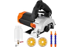 MXBAOHENG 1000W Removable Water Tank Wet Tile Cutter Electric Tile Saw with 2 Stone Blades for Ceramic Tiles Stone Wall Chaser （110mm Blade）