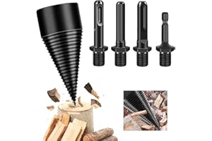 MaxEarn Spaccalegna a cono da 42 mm, con 4 manici per trapano, in acciaio al carbonio, spaccalegna a spirale, spaccalegna per legno, spaccalegna a vite per la casa