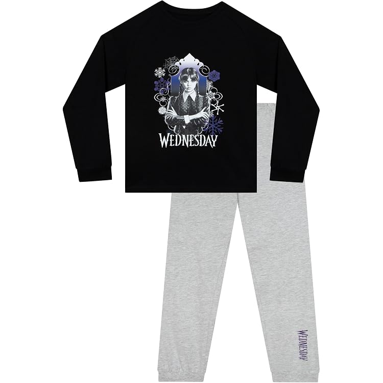 Ensemble T-shirt Et Short Mercredi Addams Pour Enfants - 100% Coton, Coupe Décontractée Unisexe