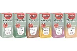Bolsius CleanLight Ricarica Set - 12 Ricariche - Vari Profumi - Solo Ricariche - Candela Profumata Ricaricabile - Durata della Combustione 20 Ore - Contiene Cera Vegetale Naturale - Sostenibile
