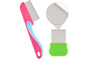 ENCURYNA Grzebień do wszy, metalowy grzebień do wszy, bardzo drobny, grzebień do pcheł, grzebień na pchły, grzebień do gnid, bezpiecznie usuwa wszy z ekstra drobnego materiału, dla niemowląt, dzieci, dorosłych