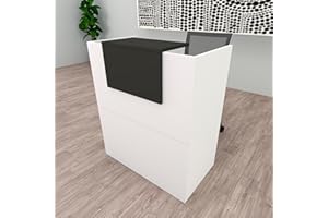 Henor Mostrador Oja. 80x50x107 cm. con Mesa Interior. Ideal para Recepción Atención Oficina Comercio Negocio Local Comercial. Blanco + Grafito.