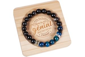 Lueaurra Idee Cadeau pour Homme Bracelet Pierres Naturelles Homme Original Cadeaux Noel Homme Cadeau Anniversaire Bracelet Cadeaux pour Papa Fils Frère Amis