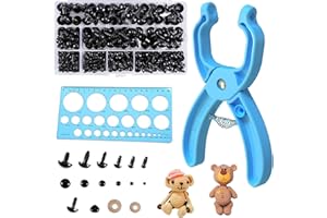 DOOCECIY Safety Eyes for Toy Making, Crochet Eye Tool for Amigurumi with 1 PCS Tool, 1 PCS Diffractive Paper Ruler and 260 PCS Safety Eyes