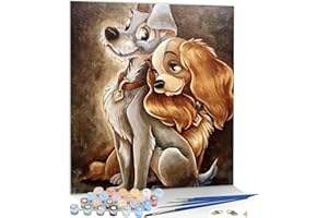 KAMIERFA Peinture par Numero pour Adultes Kit de Peinture à l'huile sur Toile Bricolage avec pinceaux Peinture de Dessin de Pigment Acrylique 40x50cm (Chiot)