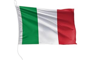 FLAGLY Premium Bootsfahne Italien 45 x 30 cm - 115g/m² Stoffgewicht - gedruckt, robust mit Strick & Schlaufe, Bootszubehör Motorboot (45 x 30 cm - Italien)