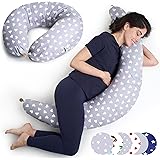 Niimo Cuscino Gravidanza per Dormire e Allattamento Neonato Sfoderabile Multifunzionale Riduttore Lettino Federa 100% Cotone 