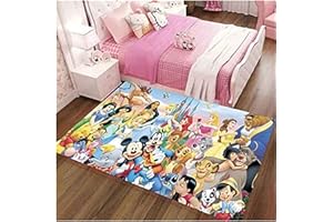 KIKCY Tappeto lungo per cameretta dei bambini, anime, con personaggi, Topolino, per casa, soggiorno, camera da letto, studio, bagno, antiscivolo, in velluto di cristallo (80 x 120 cm)