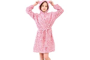 Ceruwum Cute Dressing Gown for Girls - Soft Hooded Robe Sleepwear Kids