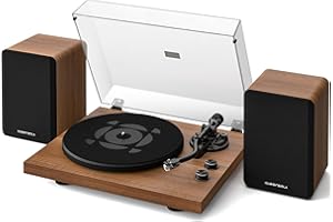 Qlearsoul SoulBox S1 Platine Vinyle avec Haut-parleurs Stéréo, Platine Bluetooth, Lecteur Vinyle avec Préampli Intégré, Bras en S, 33/45 RPM