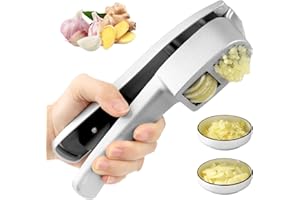 VFANDV Prensa de Ajo Profesional para Cocina, Prensa Ajos Acero Inoxidable, Picadora y Cortadora de Ajos 2 en 1, Superfácil de Usar y Limpiar, Prensa de Ajos Apta para Lavavajillas