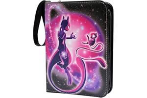 ZNDFTW Trading Card Binder for Pokemon, 400 Cards Zipper Binder Card Holder Collectors with 50 Removable Sleeves, Carrying Binder Album, Book Folder Storage Organizer for Boys Girls