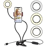 Unifree TT03 Professional Work from Home Ring Light and Cell Phone & Webcam Stand for Live Stream, Makeup TIK Tok, Vigo, YouTube and Video .(Black & White)