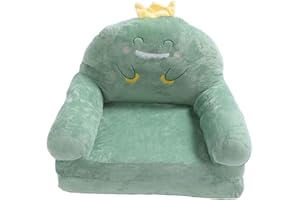 Luqeeg Cartoon Green Dinosaur Foldable Kids Sofa, Soft Breathable Toddler Chair with Wide Handle, Perfect Addition for Reading Relaxing Sleeping, Suitable for Boys (Folding in half)