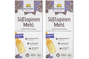 Govinda Süßlupinenmehl (600g) | 40 % pflanzliches Protein | glutenfrei, vegan & eiweißreich | ideal zum Backen & Kochen | Ei-Ersatz | aus der EU, abgefüllt in Deutschland
