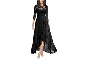 MIUSOL Women's Elegant Scoop Neck Floral Lace Formal Wedding Maxi Dress