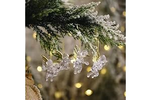 WINWILD 16 Piezas de Colgantes de árbol de Navidad de ángel pequeño, Decoraciones con alas Doradas Perchas de Regalo, Coronas de Adviento